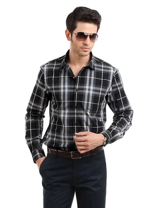 Arrow New York Men Black Check Shirt