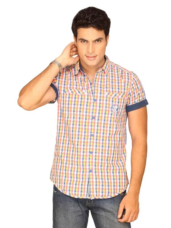 Locomotive Men Yellow Checked Shirt