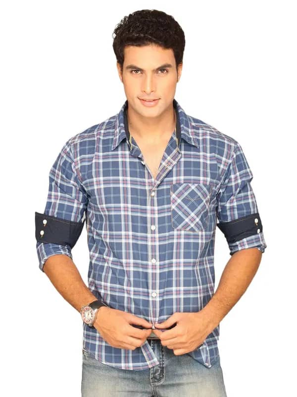 Highlander Men Blue Check Shirt