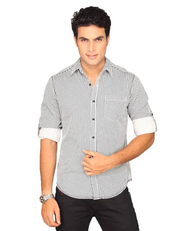 Locomotive Men Black White Stripe Shirt