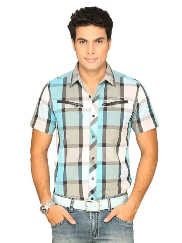 Locomotive Men Blue Checked Shirt
