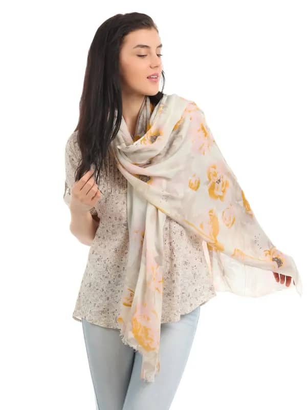 Femella Women Off White Printed Scarf