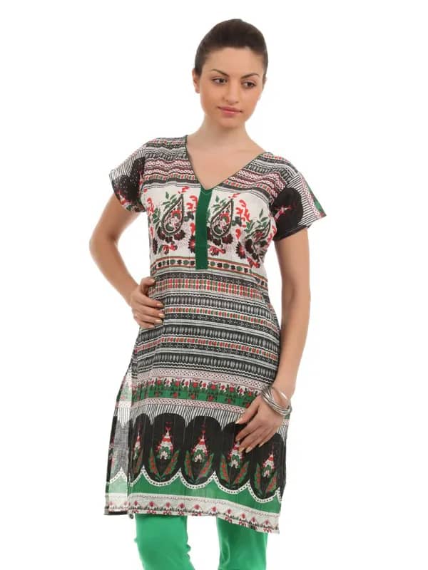 Diva Women Black & White Printed Kurta