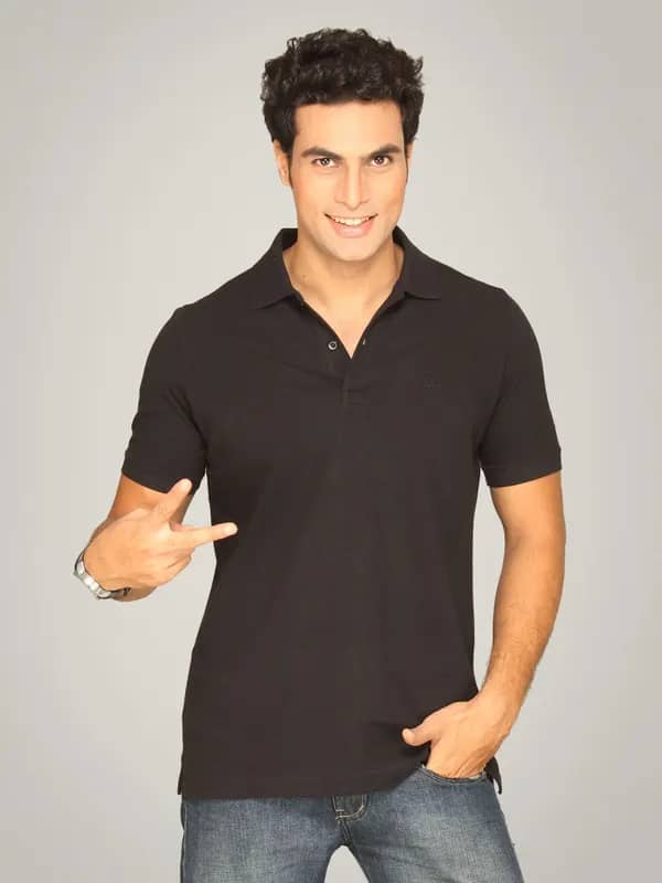 UCB Men's Polo Neck Black T-shirt