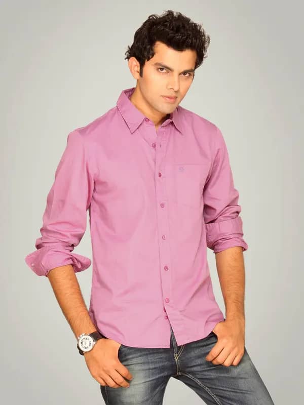 UCB Men Basic Logo Pink Shirt