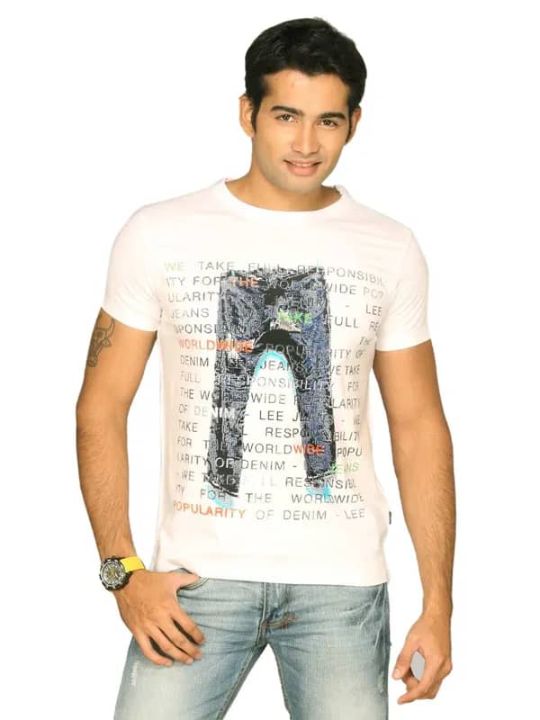 Lee Men's Printed White T-shirt