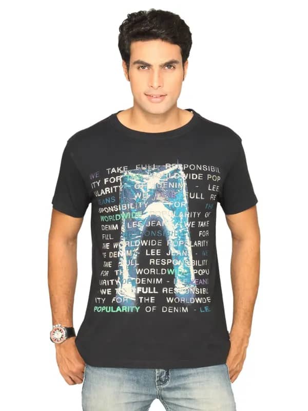 Lee Men's Printed Black T-shirt