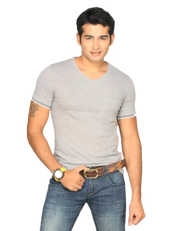 UCB Men's Contrast Rib Grey T-shirt