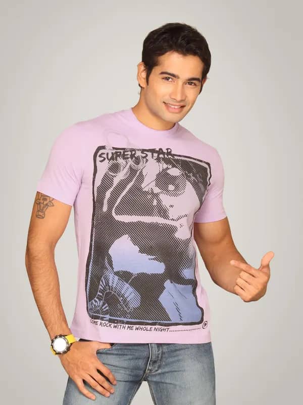 UCB Men's Super Star Print Purple T-shirt