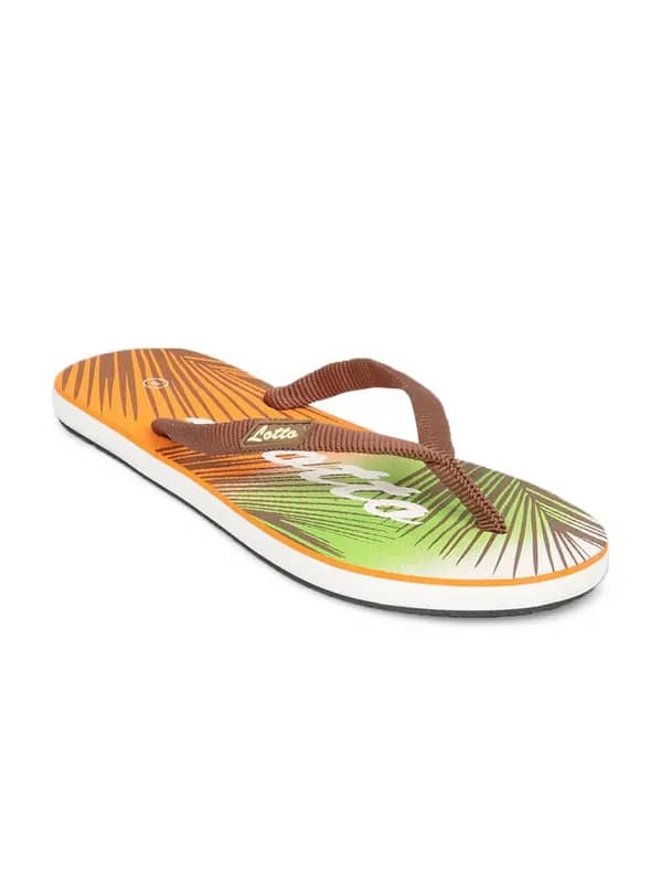 Lotto Women's Hawaian Palms Orange Green Flip Flop
