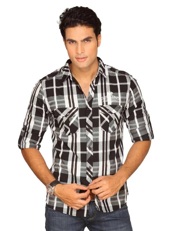 Spykar Men Black and white Check Shirt