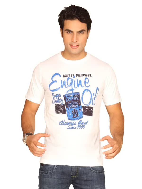 Locomotive Men's Round Neck White T-shirt