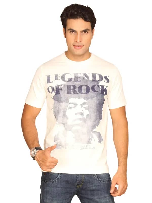 Locomotive Men's Black Print White T-shirt