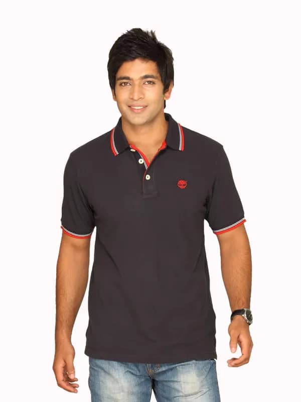 Timberland Men's Tipped Pique Polo Black T-shirt