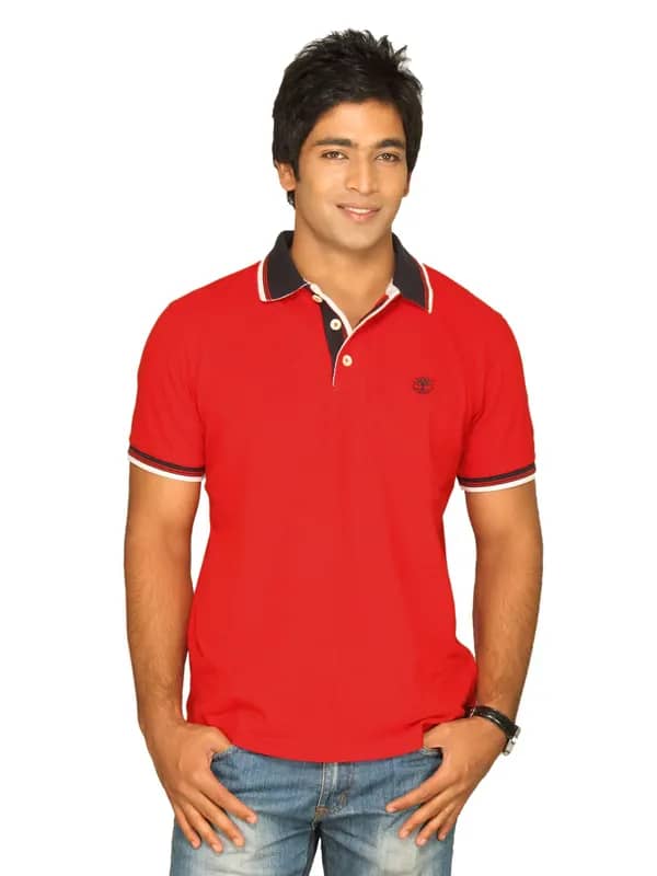 Timberland Men's Tipped Pique Polo Red T-shirt