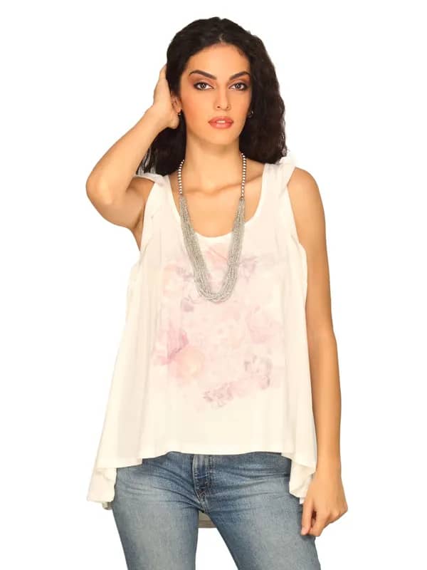 Forever New Women Ivory Printed White Top