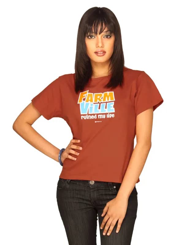 Tantra Women's Farm Ville Brick Red T-shirt