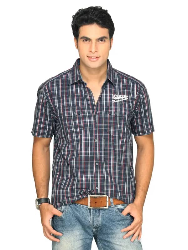 s.Oliver Men White Red Checks Shirt