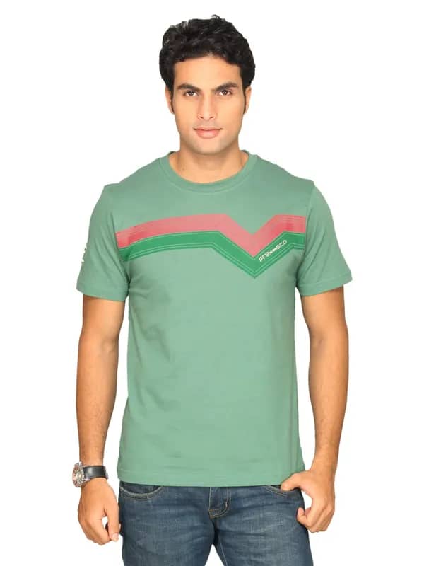 Classic Polo Men's Green Red Stripe T-shirt