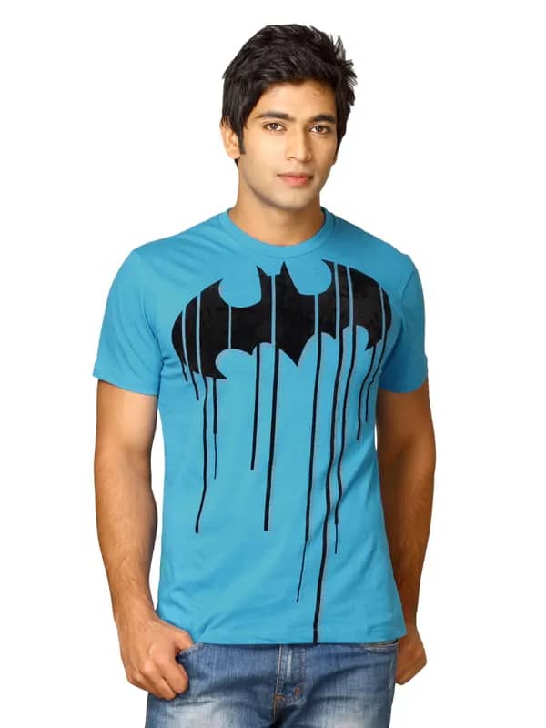 Batman Men's Dripping Turq Blue T-shirt