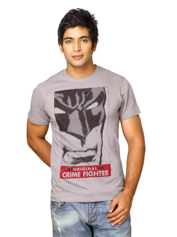 Batman Men's Crime Fighter Light Grey T-shirt