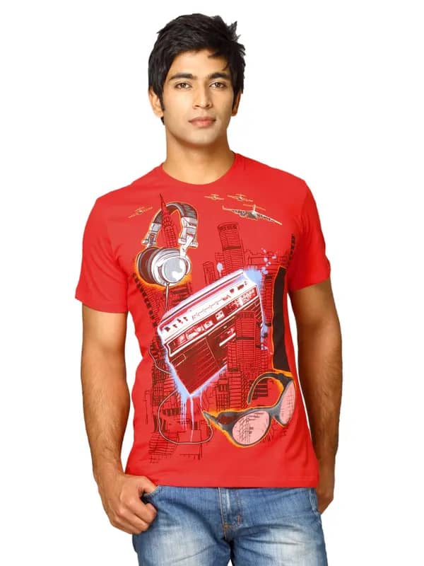 Free Authority Men's Abstract Mix Red T-shirt