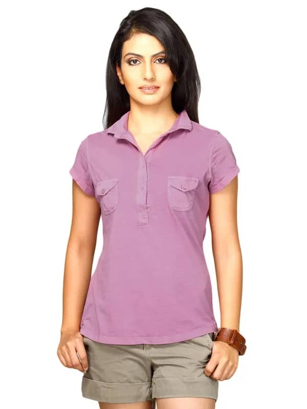 UCB Women's Short Sleeve Polo Pink Top