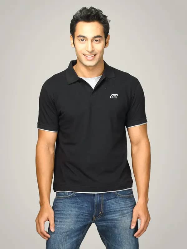 Proline Men Black Polo T-shirt