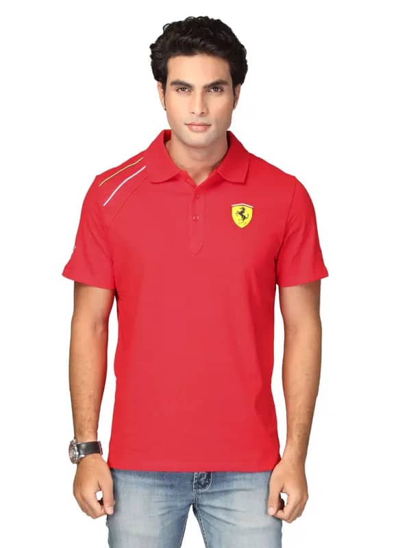 Puma Men's Polo Neck Red T-shirt