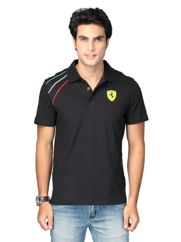 Puma Men's Polo Neck Black T-shirt
