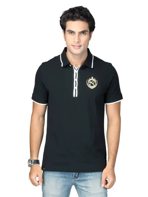 Puma Men's Black Polo Neck T-shirt