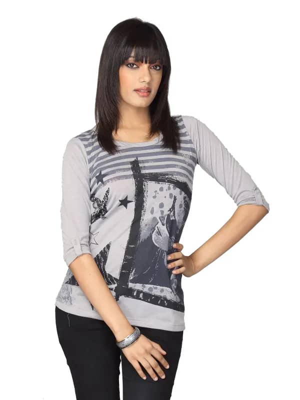 Jealous 21 Women Chic Melange Grey Top