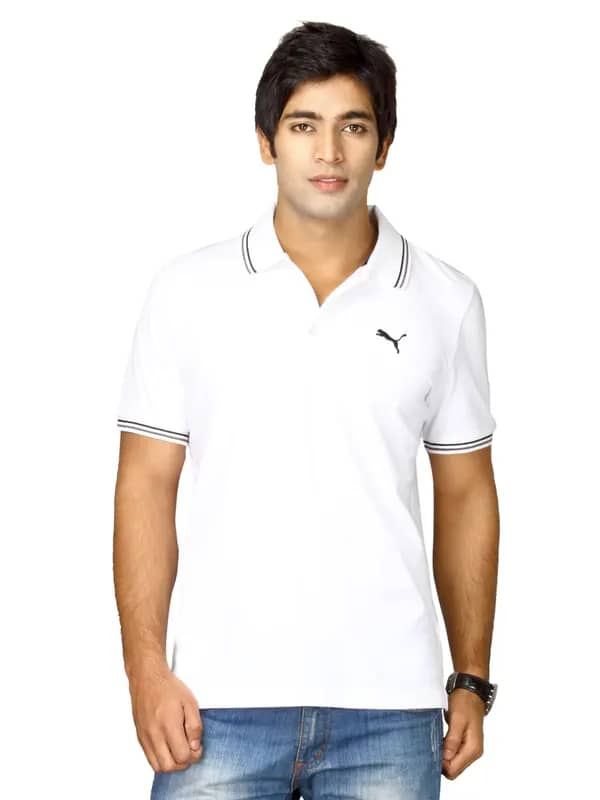 Puma Men White Solid Foundation Polo T-shirt