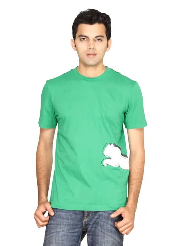 Puma Men's Large Logo Graphic Green T-shirt