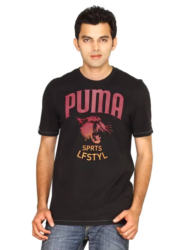 Puma Men's Graphic Black Red T-shirt