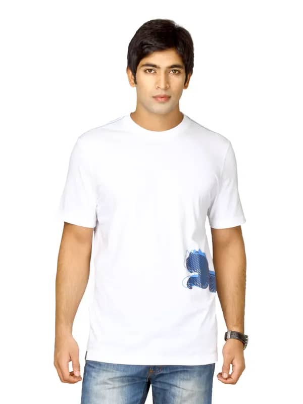Puma Men's Large Logo Graphic White French T-shirt