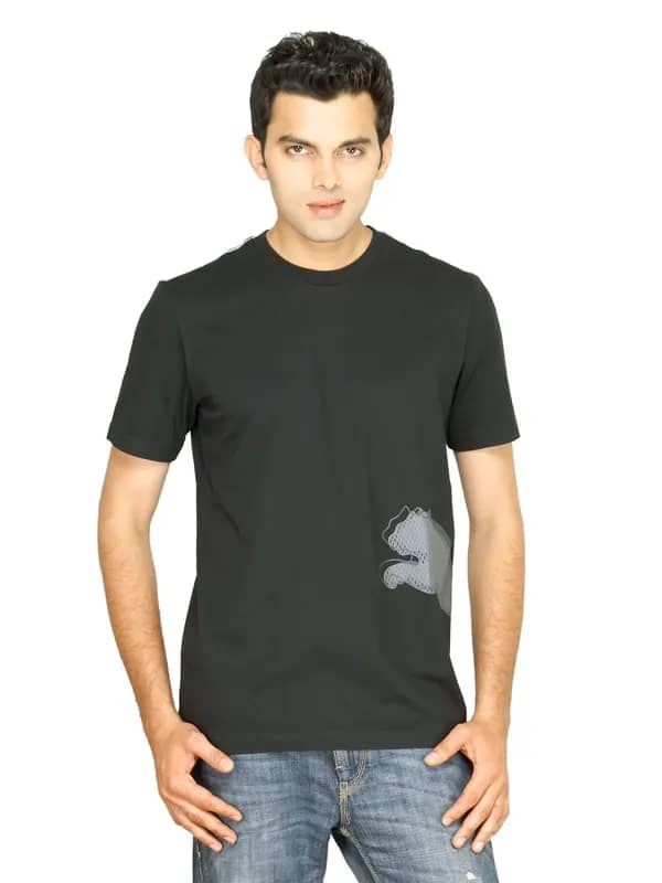 Puma Men's Large Logo Graphic Black T-shirt