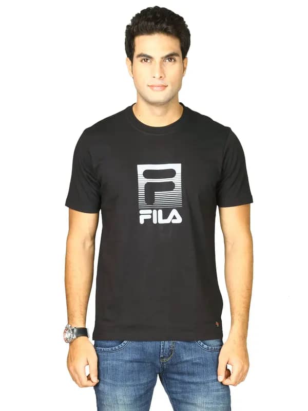 Fila Men's Round Neck Black Grey T-shirt