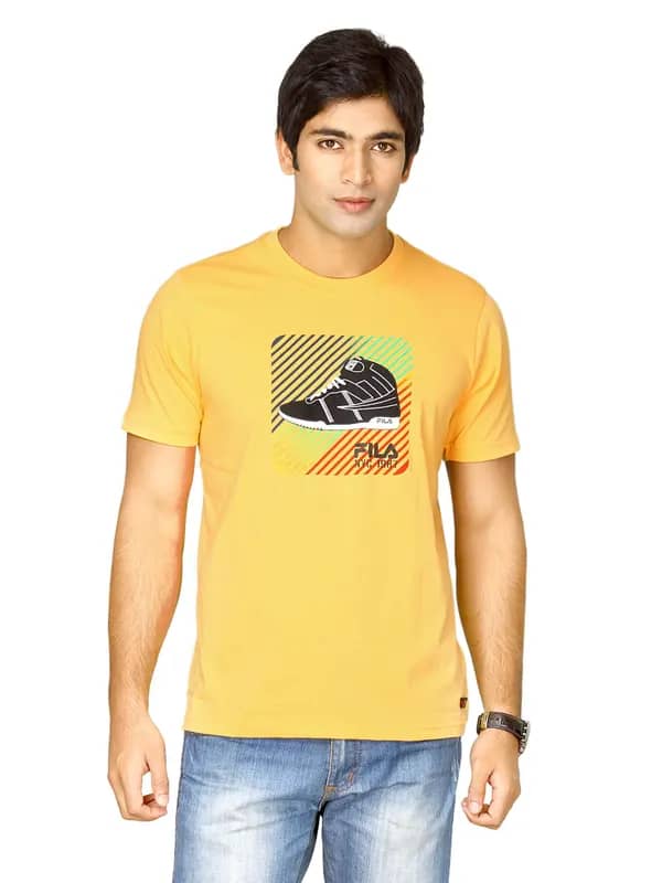 Fila Men's Round Neck Yellow T-shirt