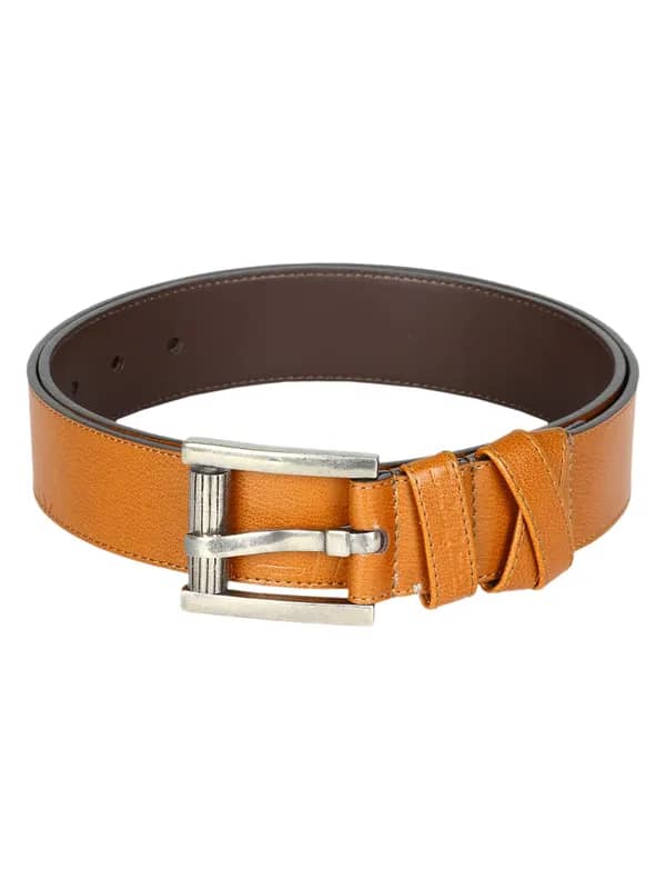 Fastrack Men Grey Brass Buckles Brown Belts