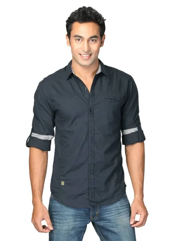 Locomotive Men Solid Poplin Lakota Black Shirts