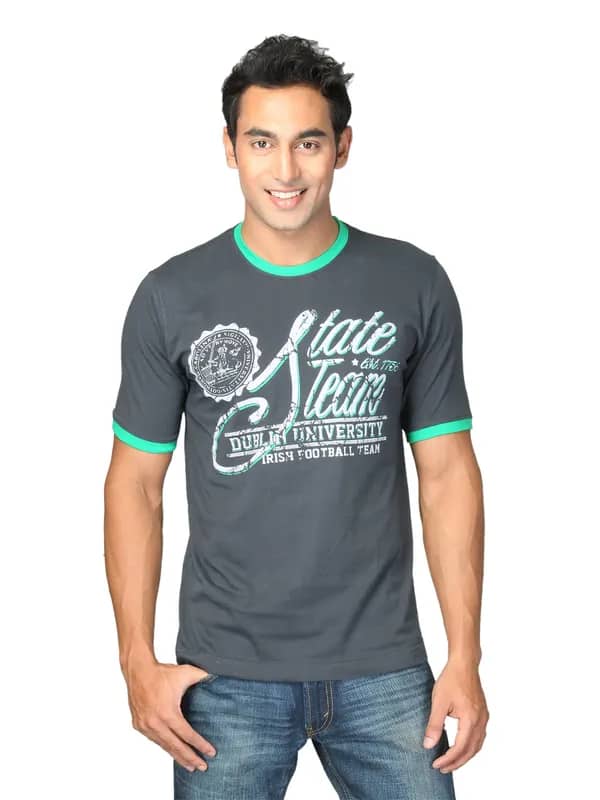 Locomotive Men Solid Lancelot Grey T-Shirts