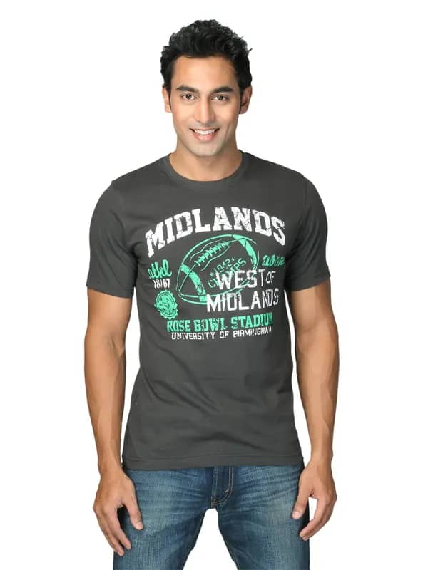 Locomotive Men Solid Langford Grey T-Shirts