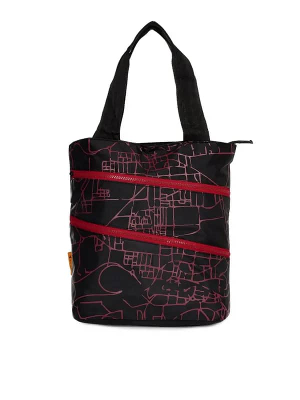Fastrack Black Printed Tote Bag