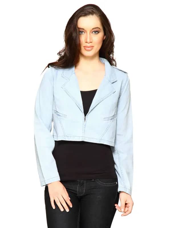 Forever New Women Washed Blue Jacket