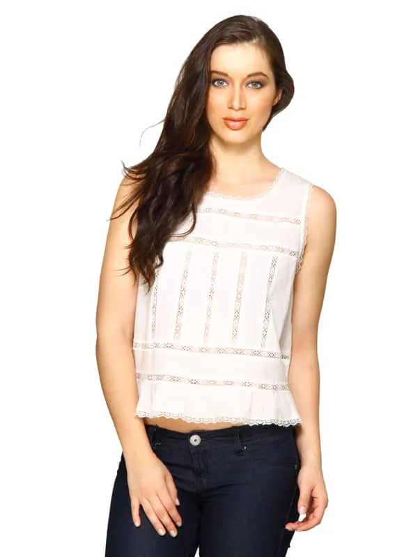 Forever New Women White Lace Top