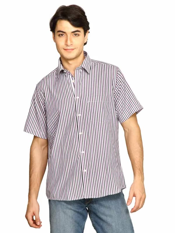 Indigo Nation Men Stripes Shirt Purple Shirts