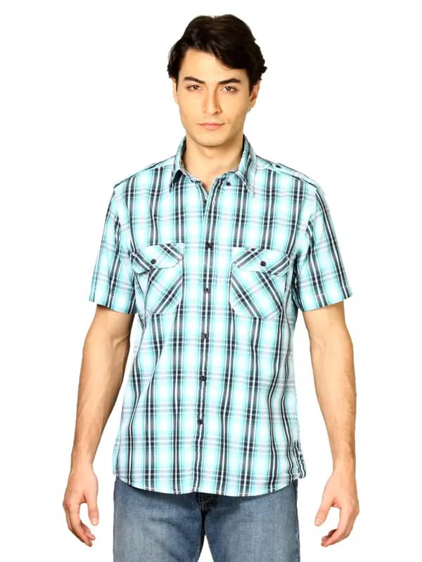 Indigo Nation Men Checks Blue Shirt