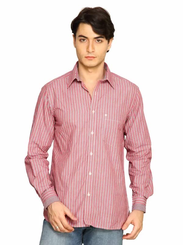 Indigo Nation Men Striped Red Shirt