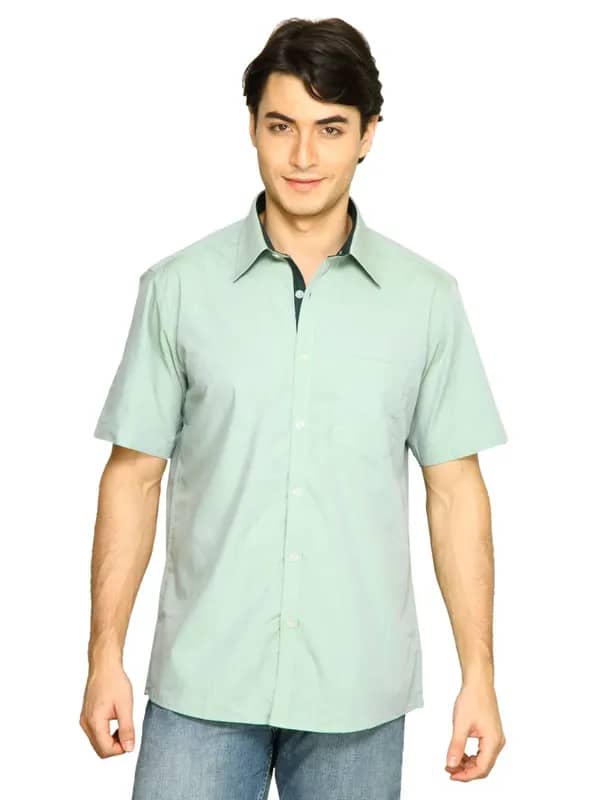Indigo Nation Men Plain Shirt Green Shirts